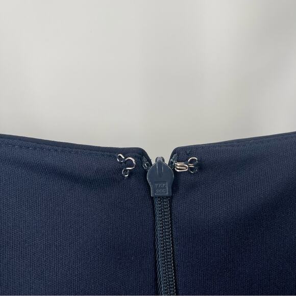 DESSY COLLECTION Dress Tie Chiffon Bridesmaid Gown Maxi Prom Navy Bridal SZ 4 - Picture 10 of 16